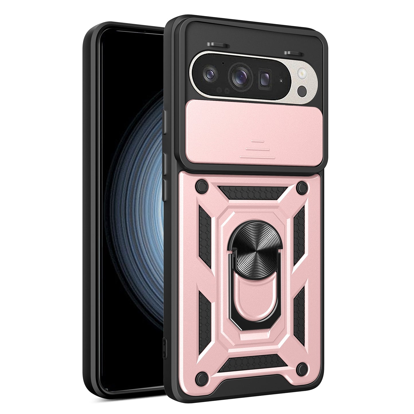 Google Pixel 9 Sliding Camera Cover Magnetic Ring Stand Shockproof TPU + PC Protective Phone Case