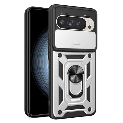 Google Pixel 9 Pro Sliding Camera Cover Magnetic Ring Stand Shockproof TPU + PC Protective Phone Case
