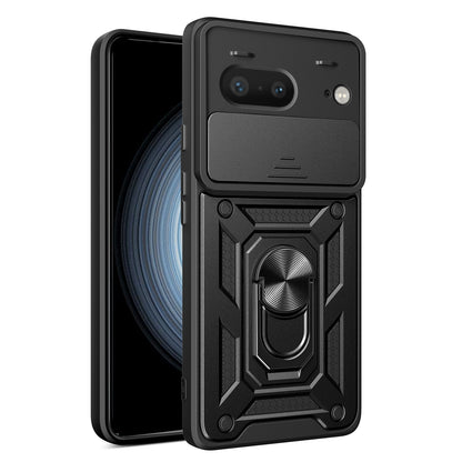 Google Pixel 7 5G Sliding Camera Cover Magnetic Ring Stand Shockproof TPU + PC Protective Phone Case