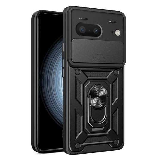 Google Pixel 7 5G Sliding Camera Cover Magnetic Ring Stand Shockproof TPU + PC Protective Phone Case