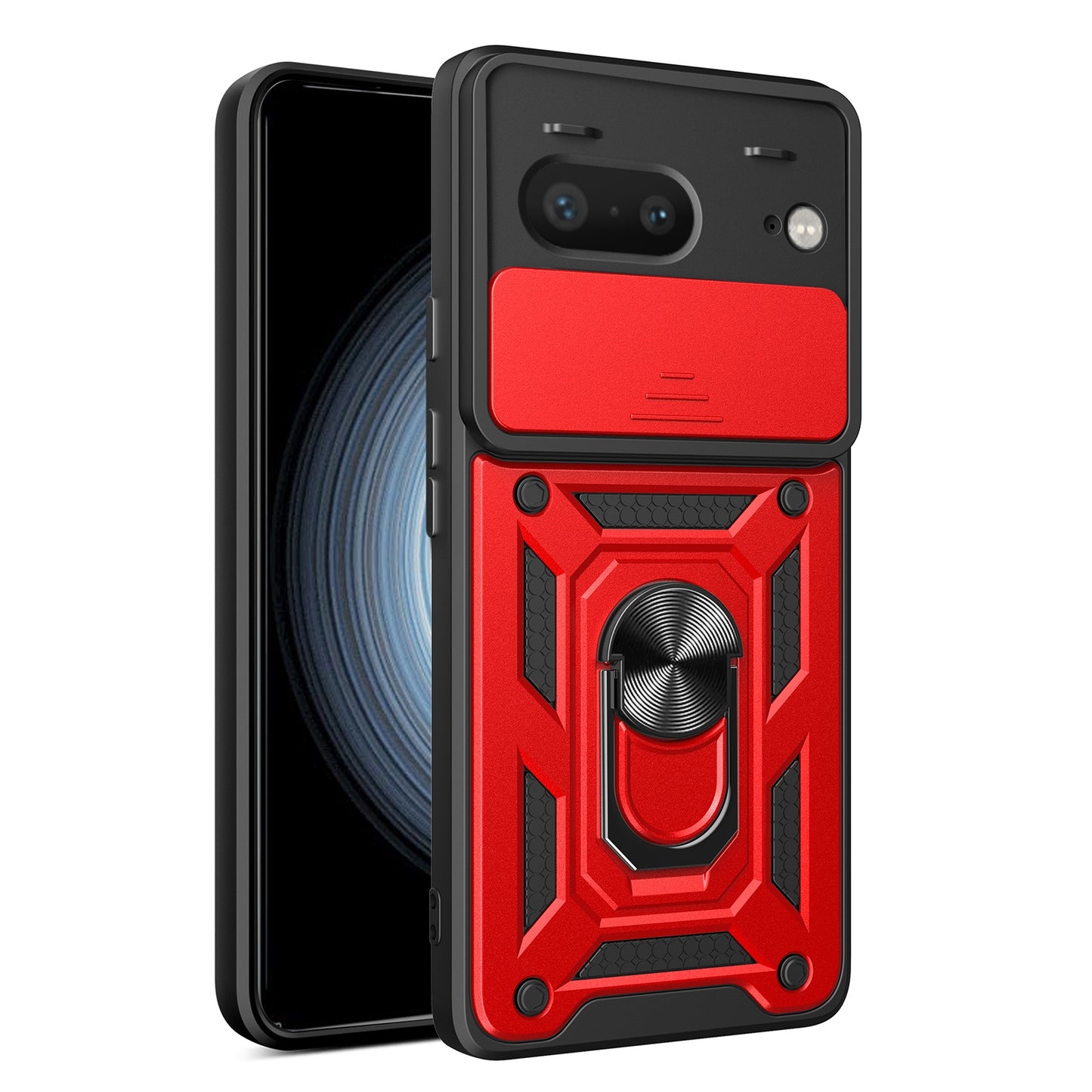 Google Pixel 7 5G Sliding Camera Cover Magnetic Ring Stand Shockproof TPU + PC Protective Phone Case