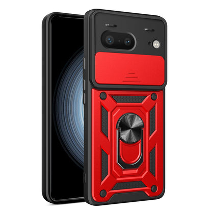 Google Pixel 7 5G Sliding Camera Cover Magnetic Ring Stand Shockproof TPU + PC Protective Phone Case