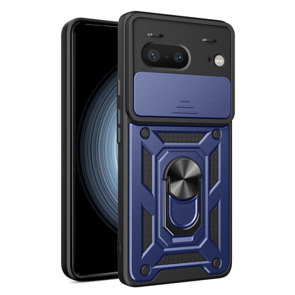 Google Pixel 7 5G Sliding Camera Cover Magnetic Ring Stand Shockproof TPU + PC Protective Phone Case
