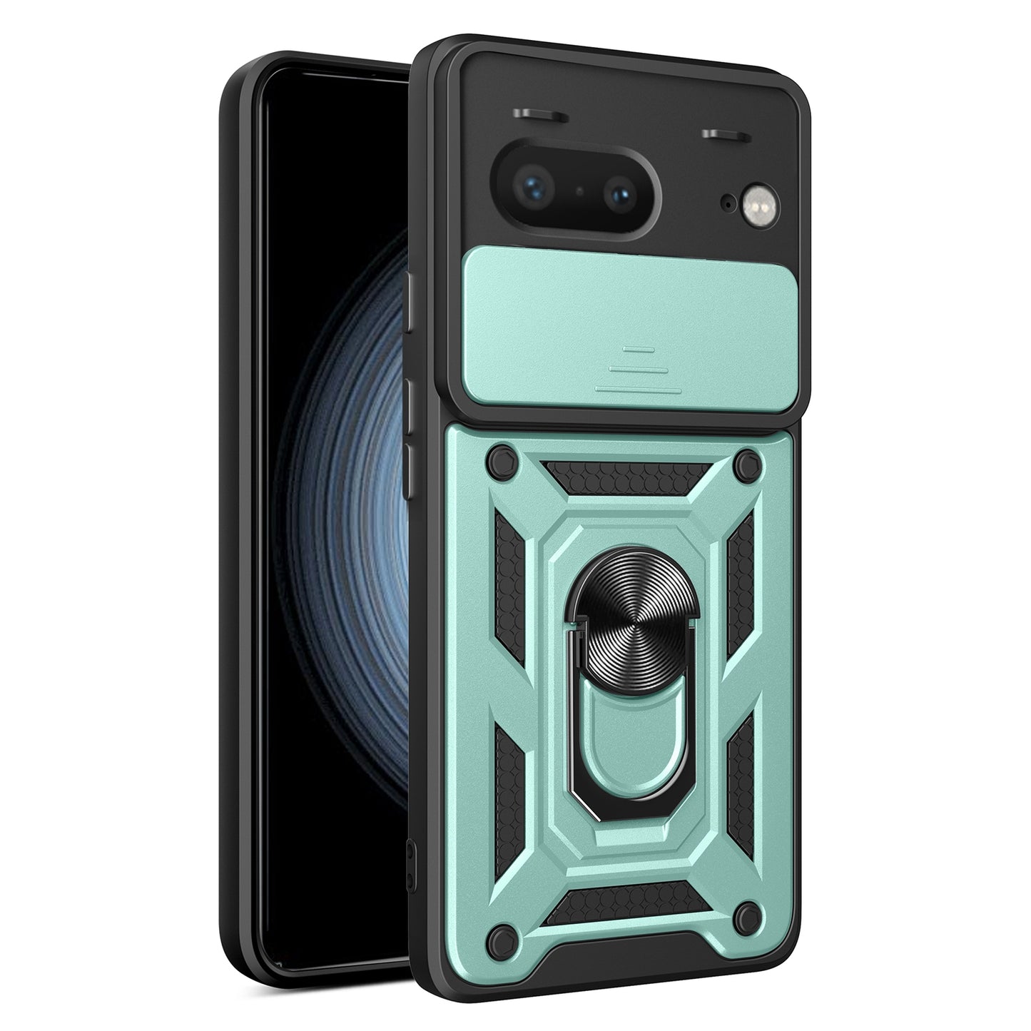 Google Pixel 7 5G Sliding Camera Cover Magnetic Ring Stand Shockproof TPU + PC Protective Phone Case