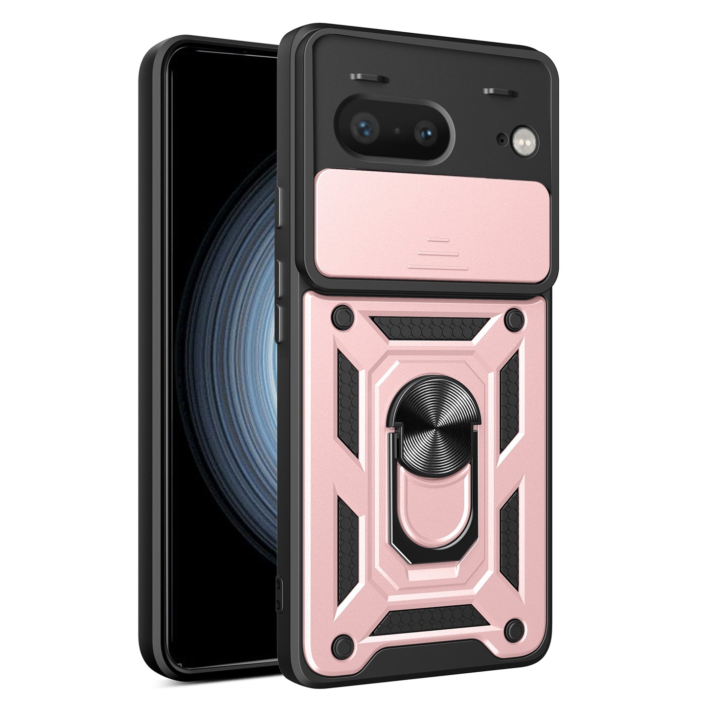 Google Pixel 7 5G Sliding Camera Cover Magnetic Ring Stand Shockproof TPU + PC Protective Phone Case
