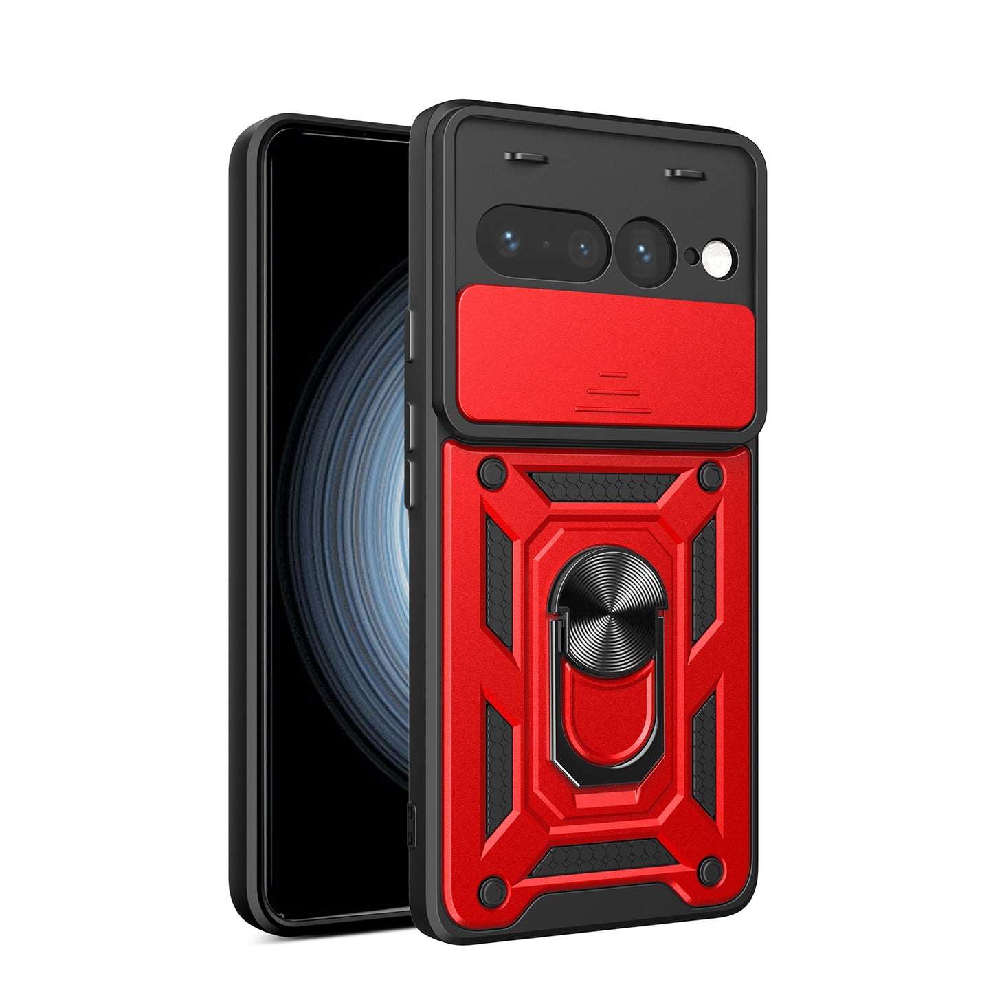 Google Pixel 7 Pro 5G Sliding Camera Cover Magnetic Ring Stand Shockproof TPU + PC Protective Phone Case