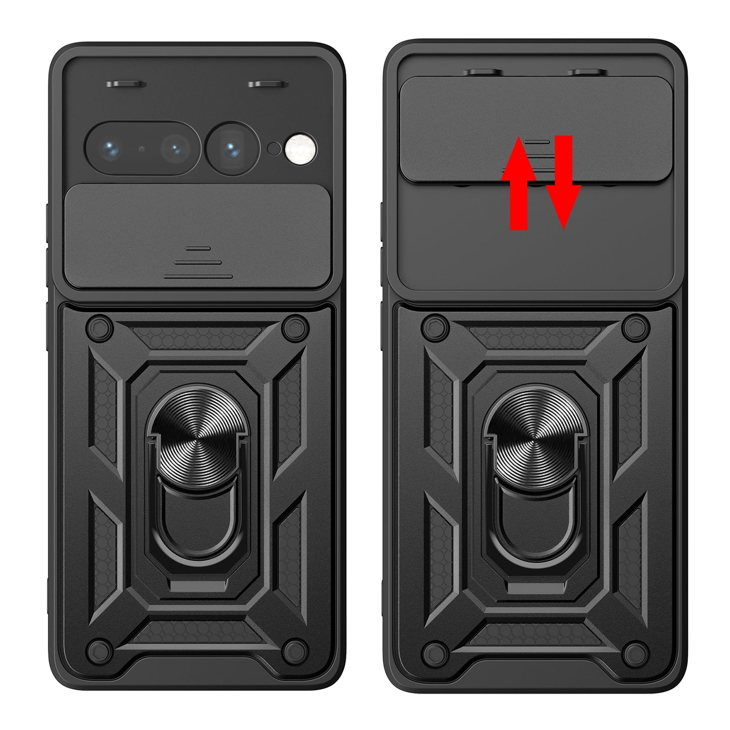 Google Pixel 7 Pro 5G Sliding Camera Cover Magnetic Ring Stand Shockproof TPU + PC Protective Phone Case