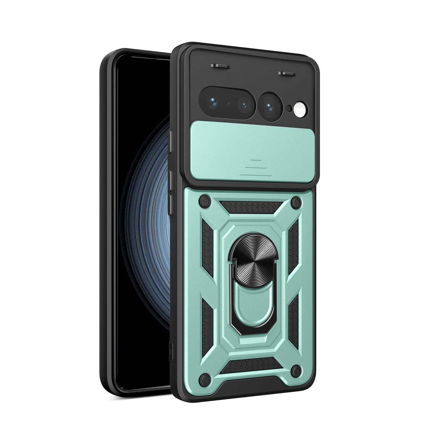 Google Pixel 7 Pro 5G Sliding Camera Cover Magnetic Ring Stand Shockproof TPU + PC Protective Phone Case