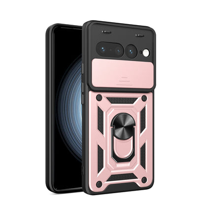 Google Pixel 7 Pro 5G Sliding Camera Cover Magnetic Ring Stand Shockproof TPU + PC Protective Phone Case