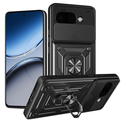 Google Pixel 9a Sliding Camera Cover Magnetic Ring Stand Shockproof TPU + PC Protective Phone Case