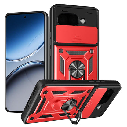 Google Pixel 9a Sliding Camera Cover Magnetic Ring Stand Shockproof TPU + PC Protective Phone Case