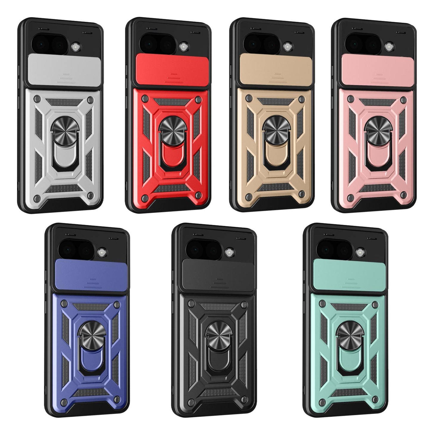 Google Pixel 9a Sliding Camera Cover Magnetic Ring Stand Shockproof TPU + PC Protective Phone Case