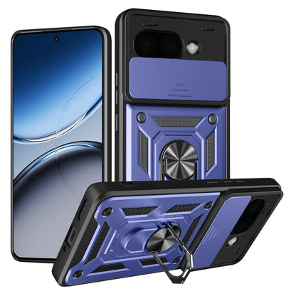 Google Pixel 9a Sliding Camera Cover Magnetic Ring Stand Shockproof TPU + PC Protective Phone Case