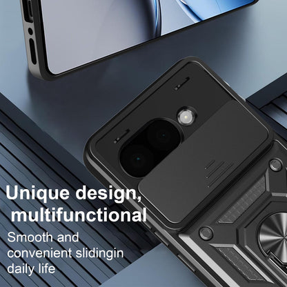 Google Pixel 9a Sliding Camera Cover Magnetic Ring Stand Shockproof TPU + PC Protective Phone Case