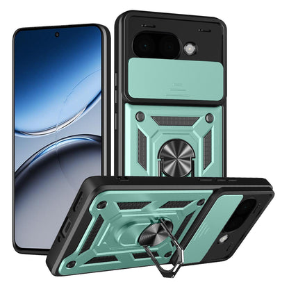 Google Pixel 9a Sliding Camera Cover Magnetic Ring Stand Shockproof TPU + PC Protective Phone Case