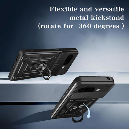 Google Pixel 9a Sliding Camera Cover Magnetic Ring Stand Shockproof TPU + PC Protective Phone Case