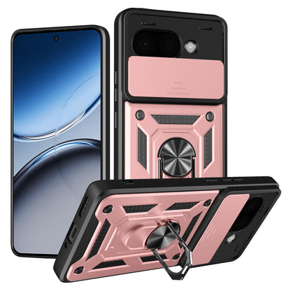 Google Pixel 9a Sliding Camera Cover Magnetic Ring Stand Shockproof TPU + PC Protective Phone Case