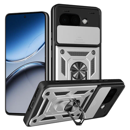 Google Pixel 9a Sliding Camera Cover Magnetic Ring Stand Shockproof TPU + PC Protective Phone Case