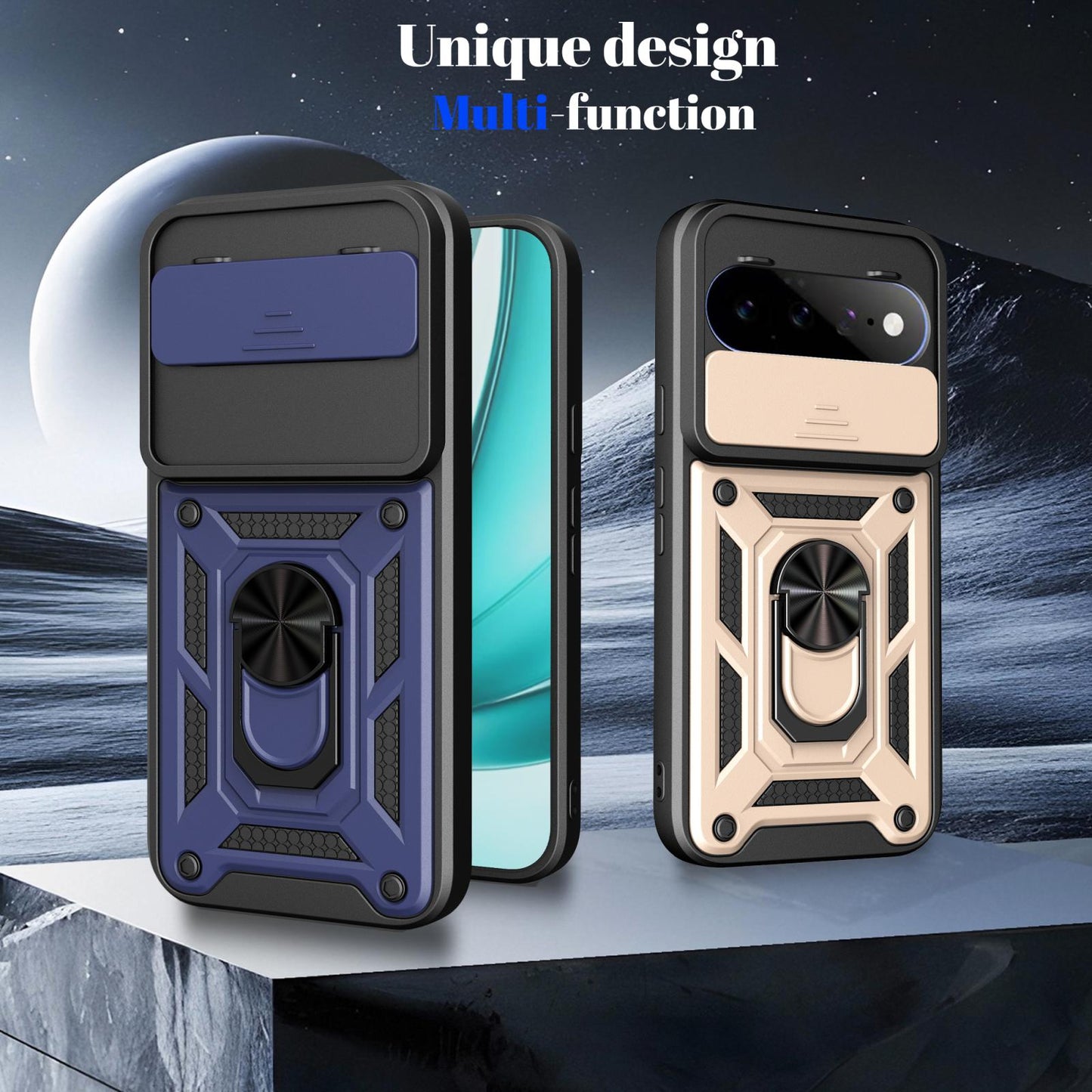 Google Pixel 11 Sliding Camera Cover Magnetic Ring Stand Shockproof TPU + PC Protective Phone Case