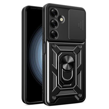 Samsung Galaxy M35 5G Sliding Camera Cover Magnetic Ring Stand Shockproof TPU + PC Protective Phone Case