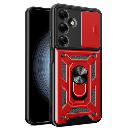 Samsung Galaxy M35 5G Sliding Camera Cover Magnetic Ring Stand Shockproof TPU + PC Protective Phone Case