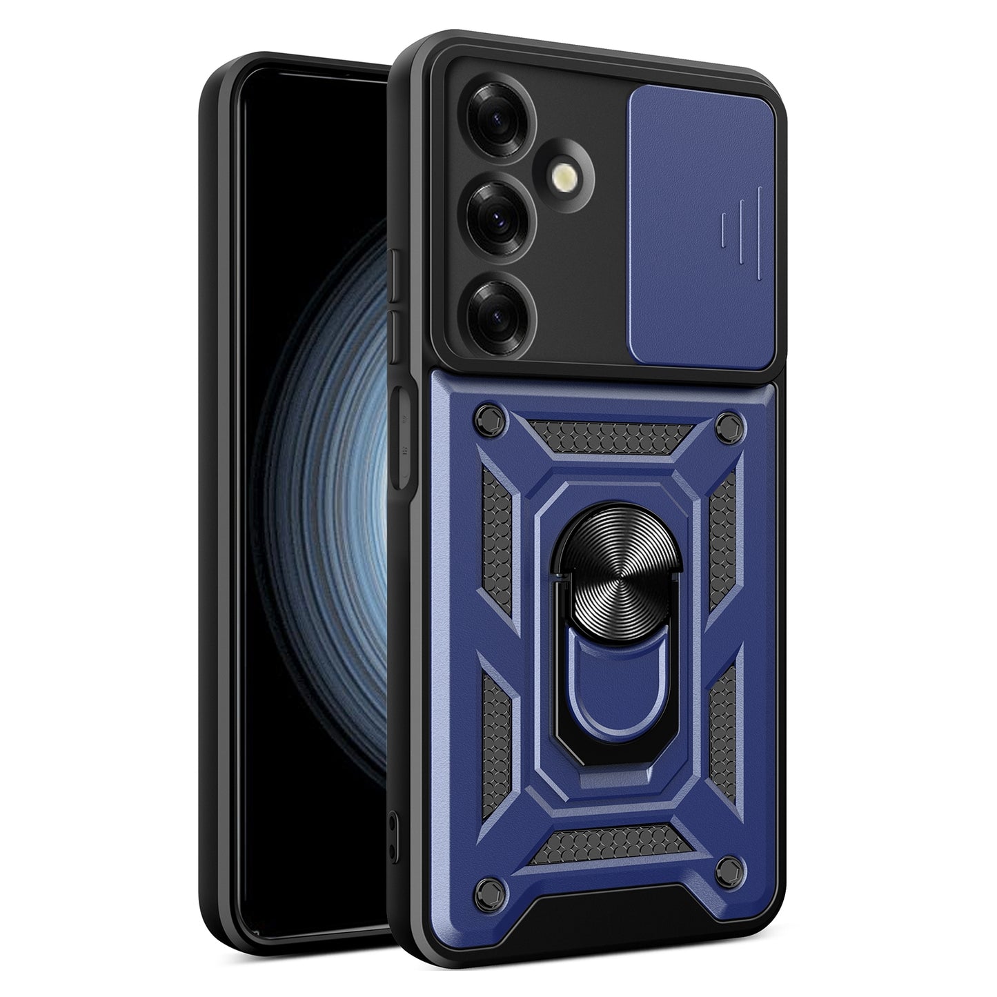 Samsung Galaxy M35 5G Sliding Camera Cover Magnetic Ring Stand Shockproof TPU + PC Protective Phone Case