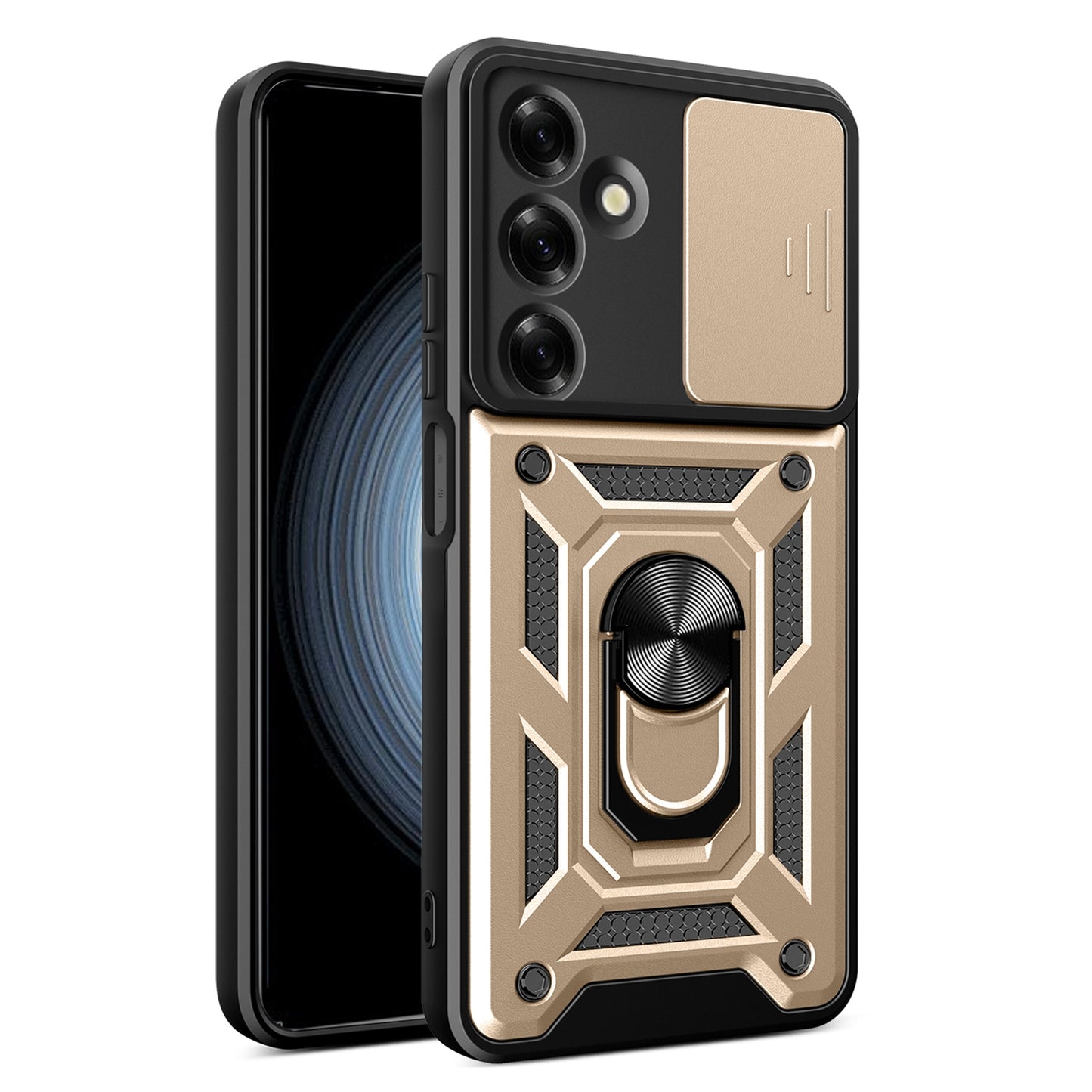 Samsung Galaxy M35 5G Sliding Camera Cover Magnetic Ring Stand Shockproof TPU + PC Protective Phone Case