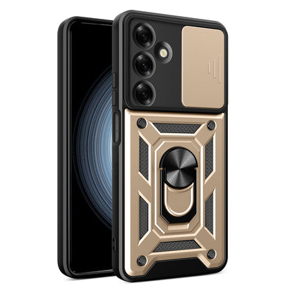 Samsung Galaxy M35 5G Sliding Camera Cover Magnetic Ring Stand Shockproof TPU + PC Protective Phone Case