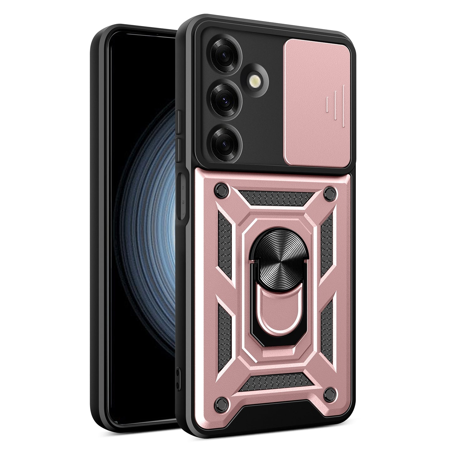 Samsung Galaxy M35 5G Sliding Camera Cover Magnetic Ring Stand Shockproof TPU + PC Protective Phone Case