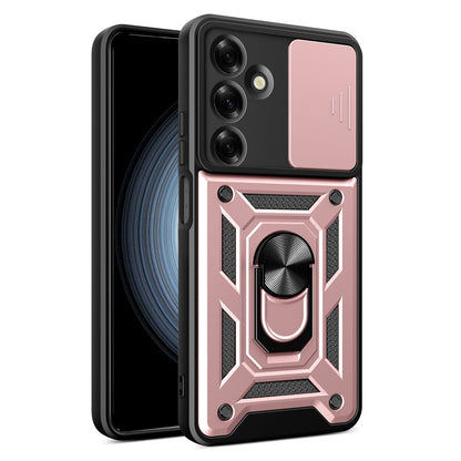 Samsung Galaxy M35 5G Sliding Camera Cover Magnetic Ring Stand Shockproof TPU + PC Protective Phone Case