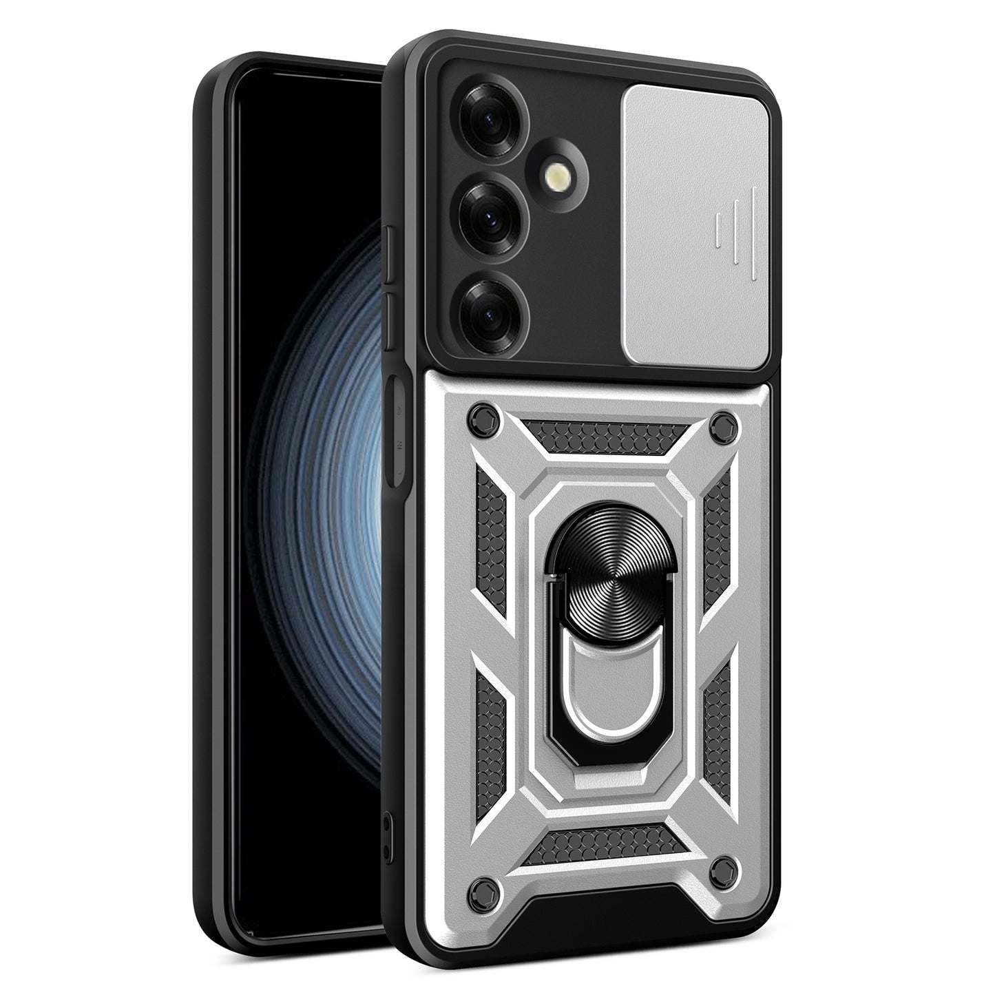 Samsung Galaxy M35 5G Sliding Camera Cover Magnetic Ring Stand Shockproof TPU + PC Protective Phone Case