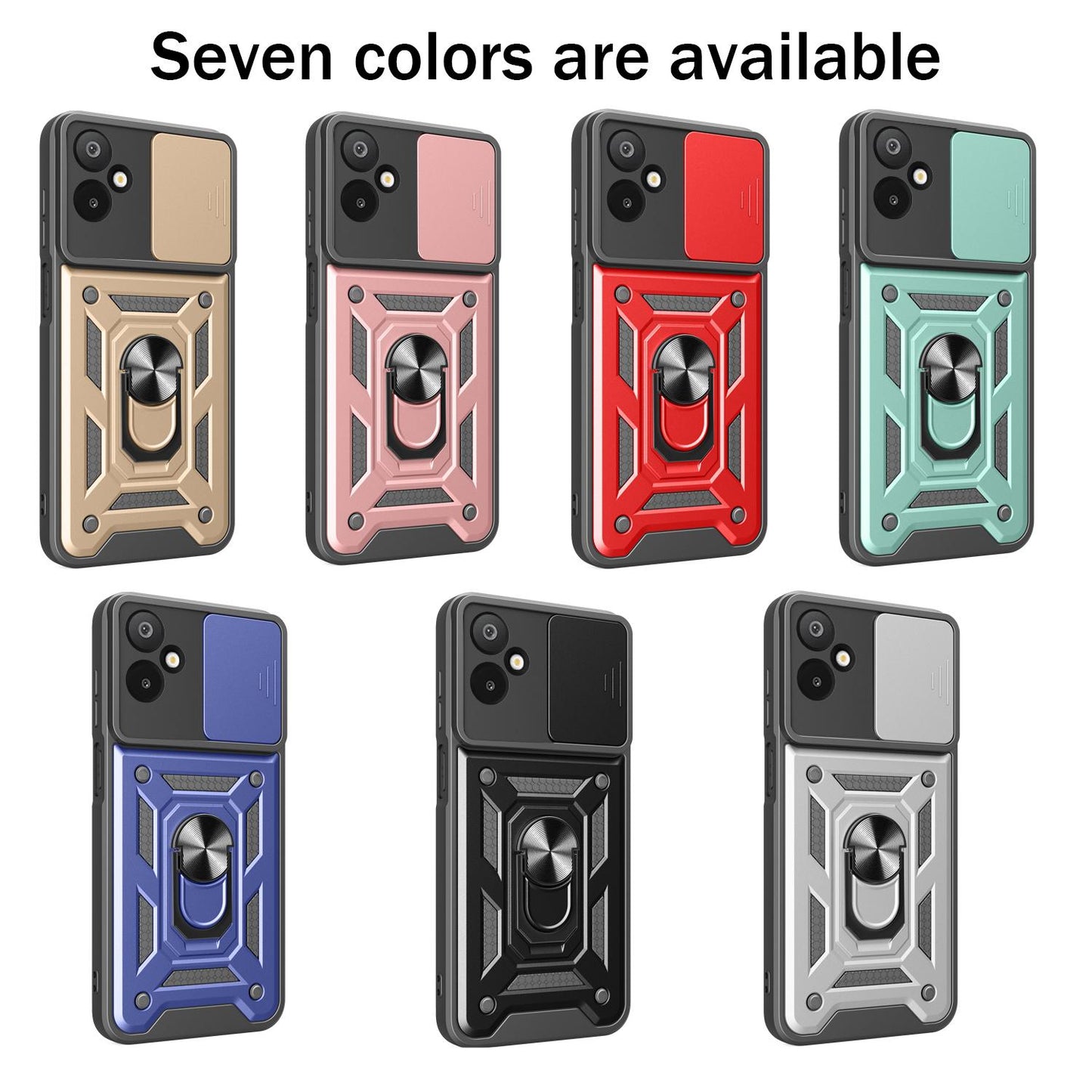 Samsung Galaxy F06 5G Sliding Camera Cover Magnetic Ring Stand Shockproof TPU + PC Protective Phone Case