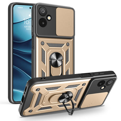 Samsung Galaxy M06 5G Sliding Camera Cover Magnetic Ring Stand Shockproof TPU + PC Protective Phone Case