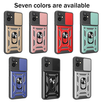 Samsung Galaxy F06 5G Sliding Camera Cover Magnetic Ring Stand Shockproof TPU + PC Protective Phone Case