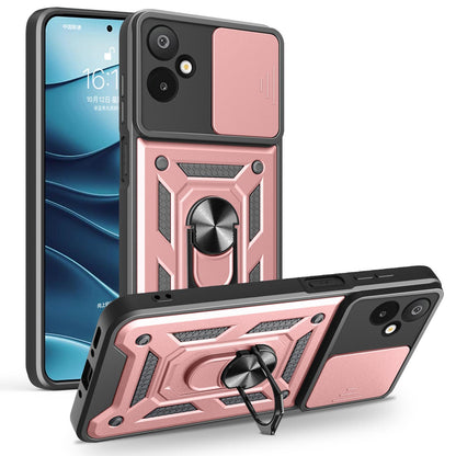 Samsung Galaxy F06 5G Sliding Camera Cover Magnetic Ring Stand Shockproof TPU + PC Protective Phone Case