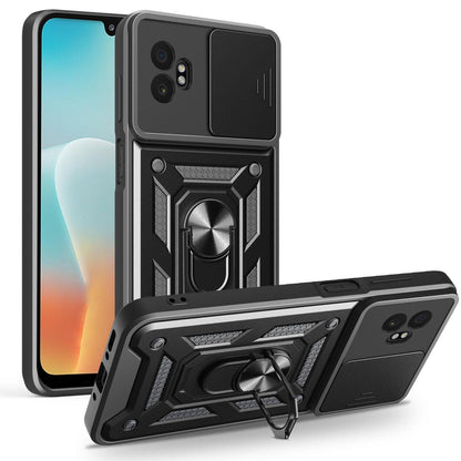 Samsung Galaxy XCover7 Pro Sliding Camera Cover Magnetic Ring Stand Shockproof TPU + PC Protective Phone Case