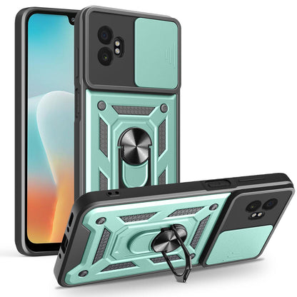Samsung Galaxy XCover7 Pro Sliding Camera Cover Magnetic Ring Stand Shockproof TPU + PC Protective Phone Case