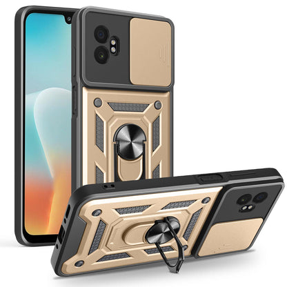 Samsung Galaxy XCover7 Pro Sliding Camera Cover Magnetic Ring Stand Shockproof TPU + PC Protective Phone Case