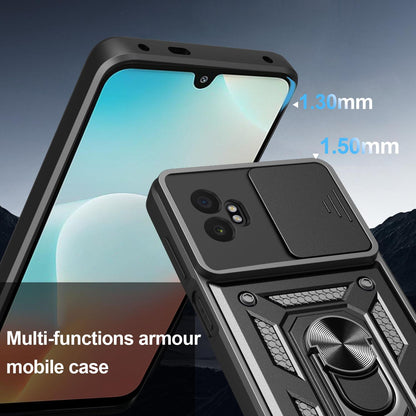 Samsung Galaxy XCover7 Pro Sliding Camera Cover Magnetic Ring Stand Shockproof TPU + PC Protective Phone Case