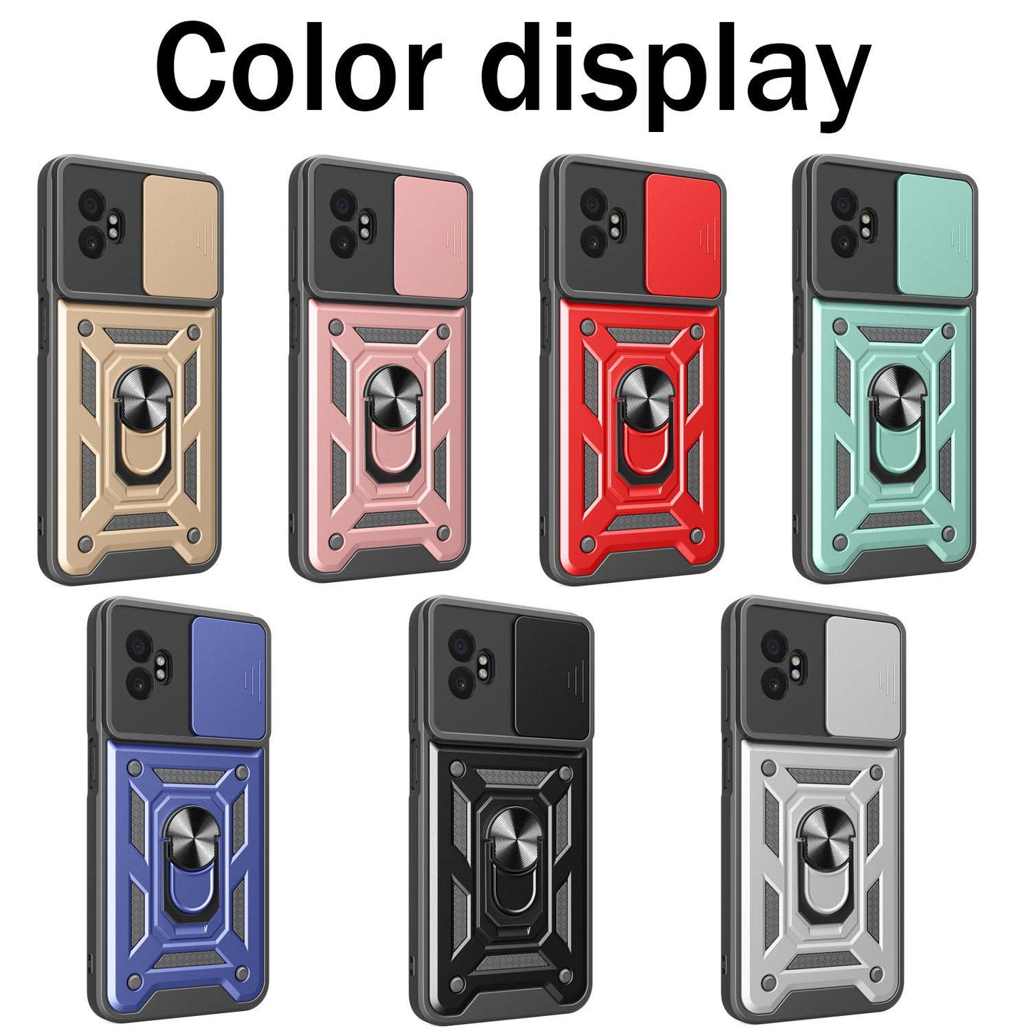 Samsung Galaxy XCover7 Pro Sliding Camera Cover Magnetic Ring Stand Shockproof TPU + PC Protective Phone Case