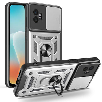 Samsung Galaxy XCover7 Pro Sliding Camera Cover Magnetic Ring Stand Shockproof TPU + PC Protective Phone Case