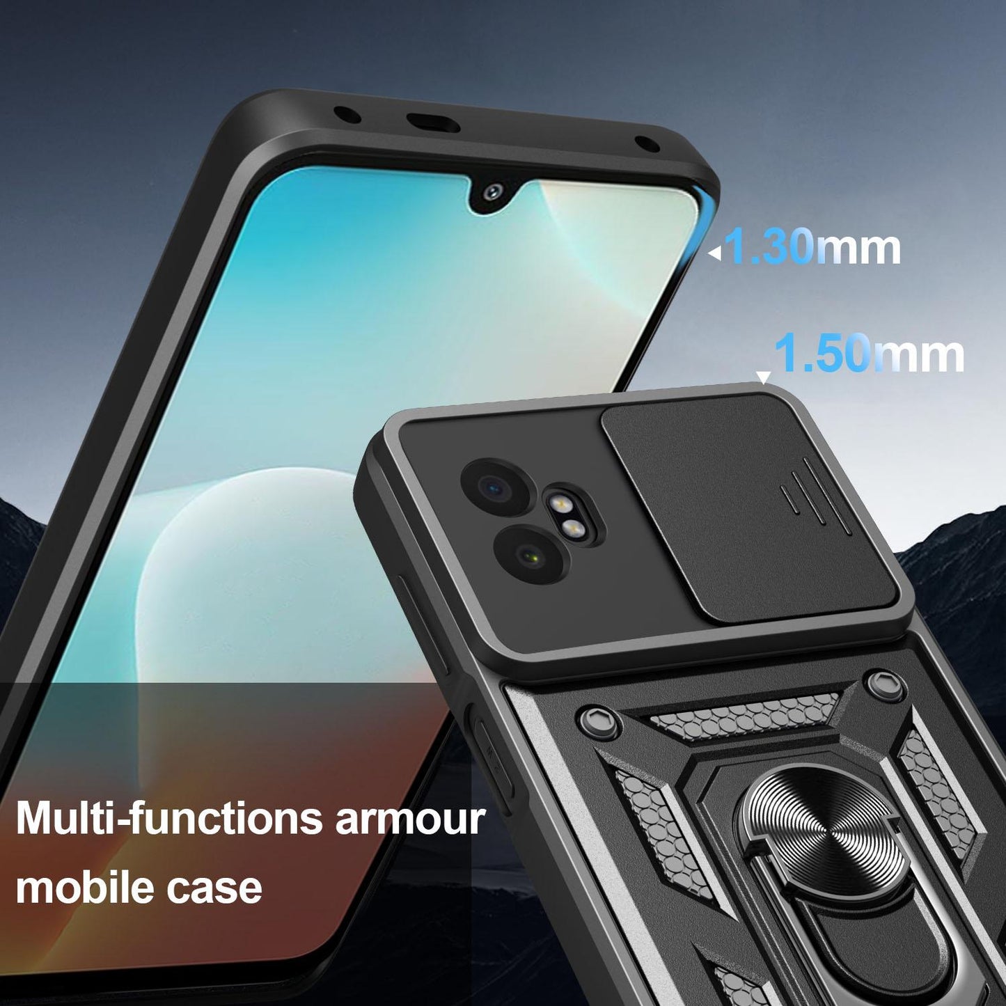 Samsung Galaxy XCover7 Pro Sliding Camera Cover Magnetic Ring Stand Shockproof TPU + PC Protective Phone Case