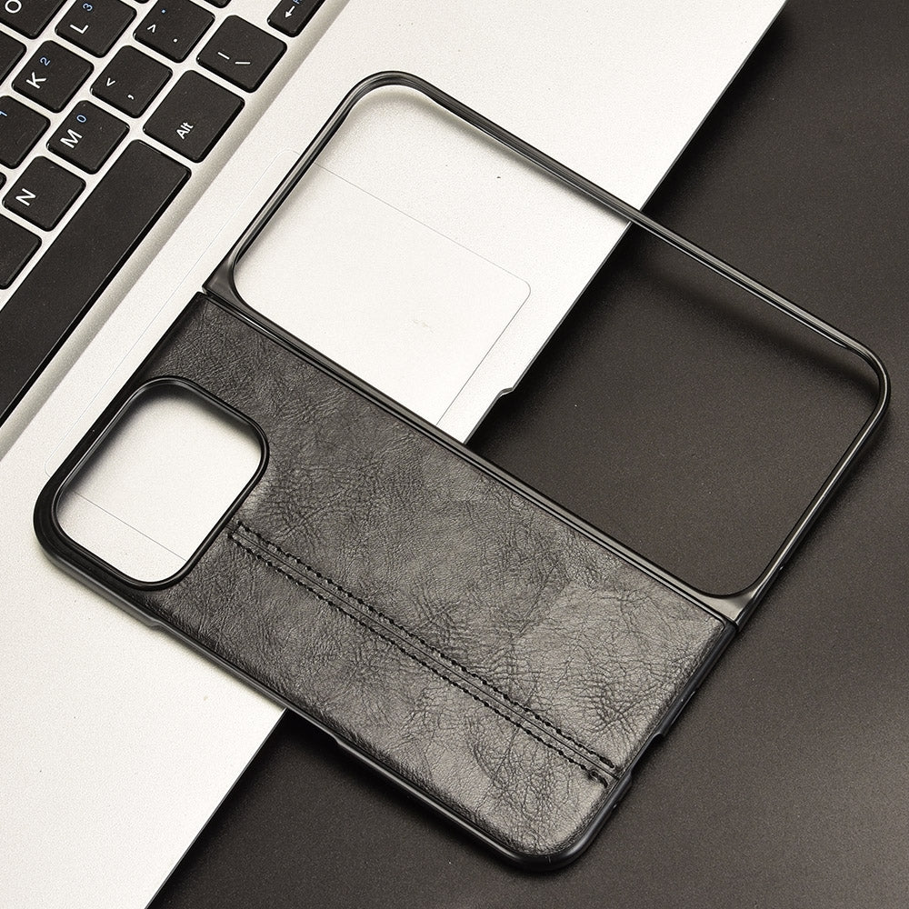 Google Pixel 9 Pro Fold Cow Pattern Sewing Back Cover Phone Case - Premium PU Leather Texture PC + TPU Shockproof Protective Case, Scratch Resistant Slim Lightweight Anti-Fingerprint Full Coverage Mobile Cover