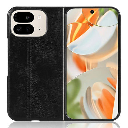 Google Pixel 9 Pro Fold Cow Pattern Sewing Back Cover Phone Case - Premium PU Leather Texture PC + TPU Shockproof Protective Case, Scratch Resistant Slim Lightweight Anti-Fingerprint Full Coverage Mobile Cover