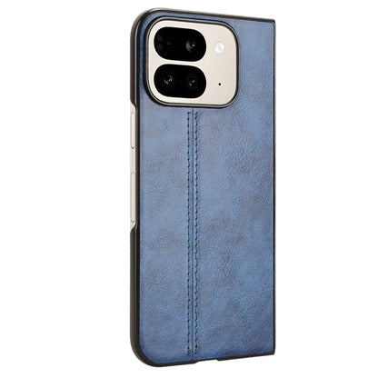 Google Pixel 9 Pro Fold Cow Pattern Sewing Back Cover Phone Case - Premium PU Leather Texture PC + TPU Shockproof Protective Case, Scratch Resistant Slim Lightweight Anti-Fingerprint Full Coverage Mobile Cover