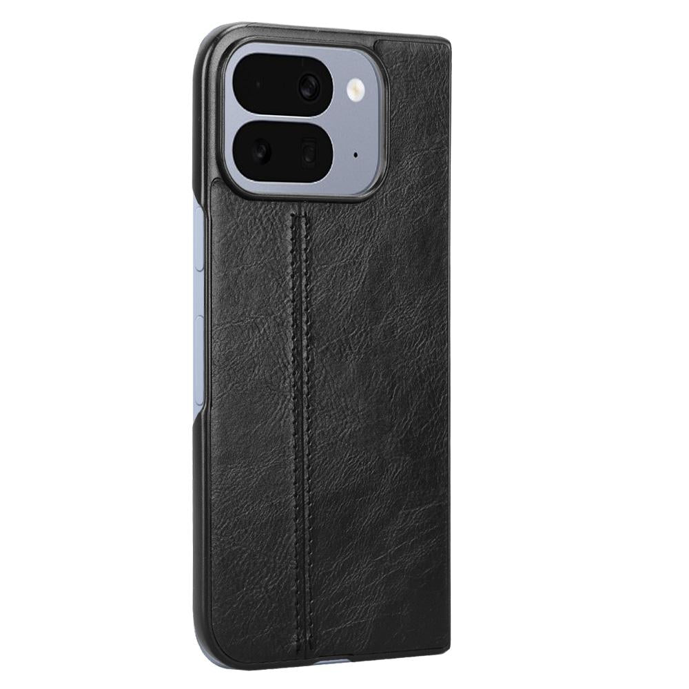 Google Pixel 10 Pro Fold Cow Pattern Sewing Back Cover Phone Case - Premium PU Leather Texture PC + TPU Shockproof Protective Case, Scratch Resistant Slim Lightweight Anti-Fingerprint Full Coverage Mobile Cover