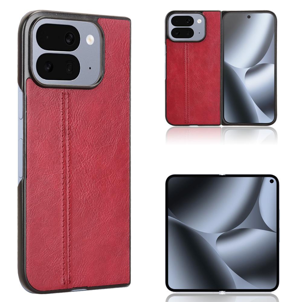 Google Pixel 10 Pro Fold Cow Pattern Sewing Back Cover Phone Case - Premium PU Leather Texture PC + TPU Shockproof Protective Case, Scratch Resistant Slim Lightweight Anti-Fingerprint Full Coverage Mobile Cover