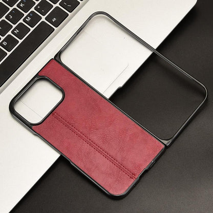Google Pixel 10 Pro Fold Cow Pattern Sewing Back Cover Phone Case - Premium PU Leather Texture PC + TPU Shockproof Protective Case, Scratch Resistant Slim Lightweight Anti-Fingerprint Full Coverage Mobile Cover