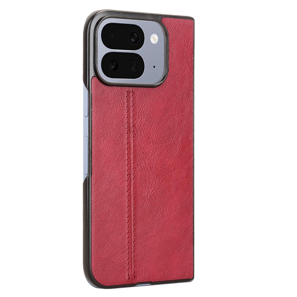 Google Pixel 10 Pro Fold Cow Pattern Sewing Back Cover Phone Case - Premium PU Leather Texture PC + TPU Shockproof Protective Case, Scratch Resistant Slim Lightweight Anti-Fingerprint Full Coverage Mobile Cover