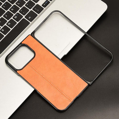 Google Pixel 10 Pro Fold Cow Pattern Sewing Back Cover Phone Case - Premium PU Leather Texture PC + TPU Shockproof Protective Case, Scratch Resistant Slim Lightweight Anti-Fingerprint Full Coverage Mobile Cover